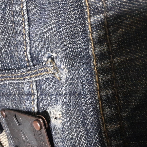 Projek  Raw jean men's 40 straight legs leather trim distressed Y2k Loose Rodeo - Picture 8 of 11